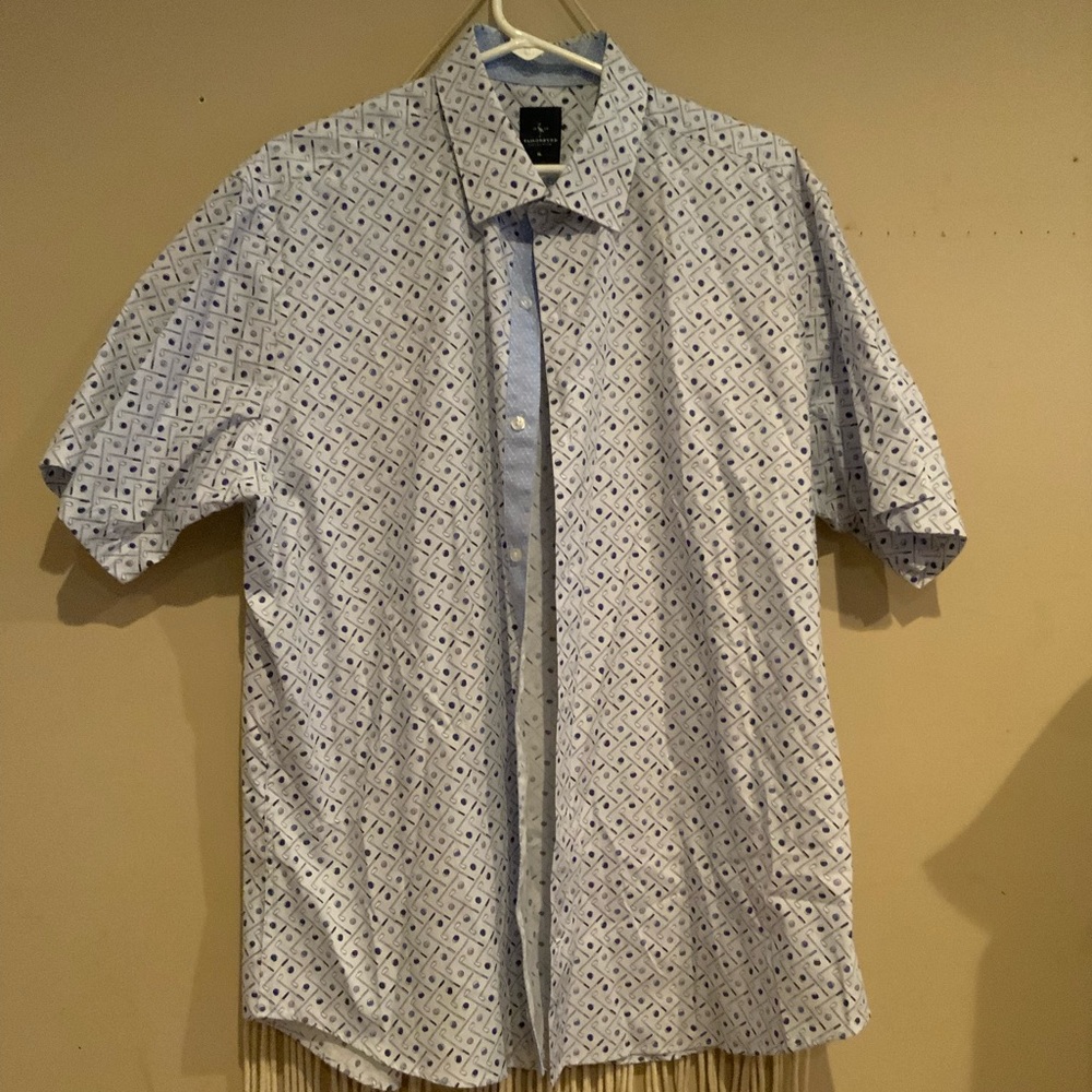 Golf shirt short sleeve blue and white